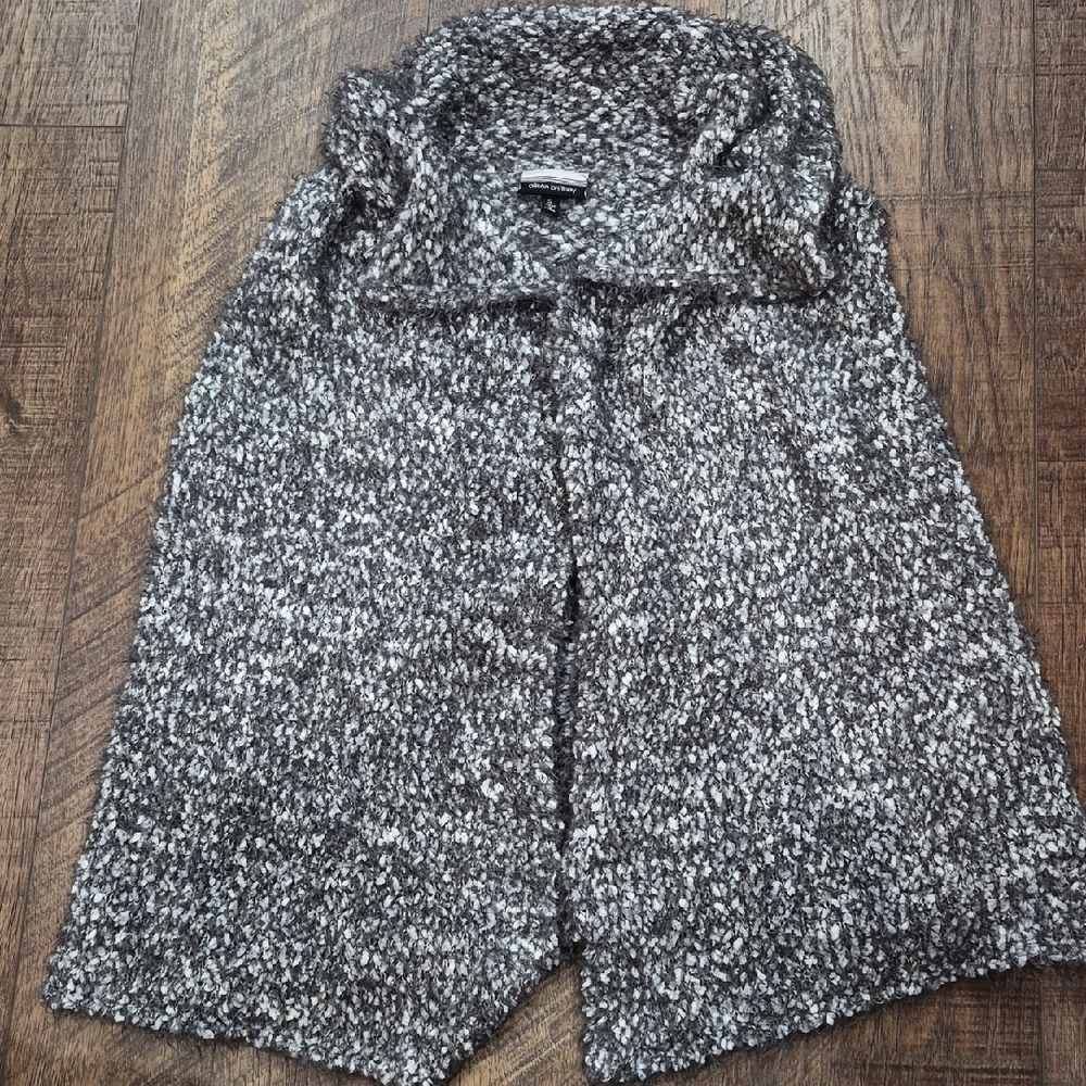 Allison Brittney Soft Charcoal and White Sweater Vest Size Small Cottage Fairy